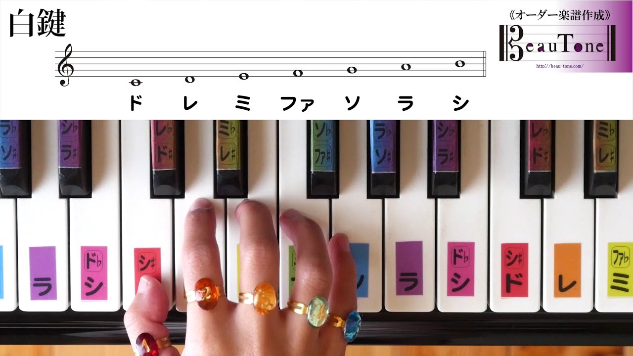 ピアノ 教材 鍵盤に貼るマステ 楽譜付 音名 ドレミ 臨時記号 黒鍵 白