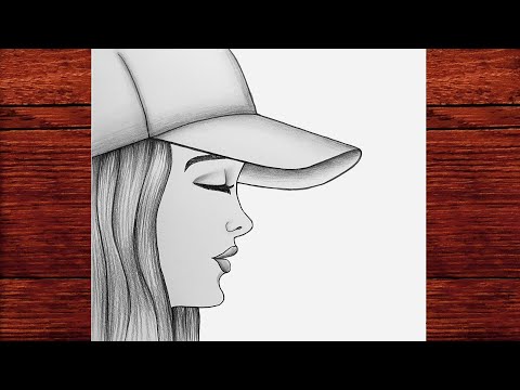Kolay Şapkalı Kız Çizimi Pratik - How to draw a Girl Wearing a Hat Easy - Çizim Mektebi Easy Drawing