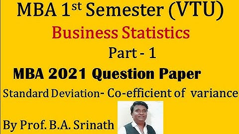 MBA - Business Statistics - Standard Deviation in Kannada PART 1 - Problem NO. 1 By Srinath Sir