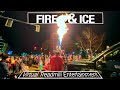 Christmas Stroll Crowds and Flame Thrower - 4k City Walks - Videos for Treadmill