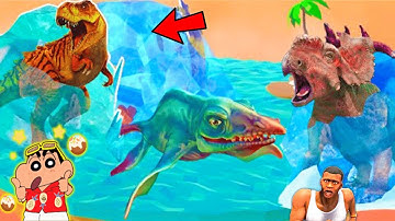 SHINCHAN and CHOP and AMAAN Playing DINOSAUR GAME to get T-REX Mecha Godzilla NOOB vs PRO vs HACKER