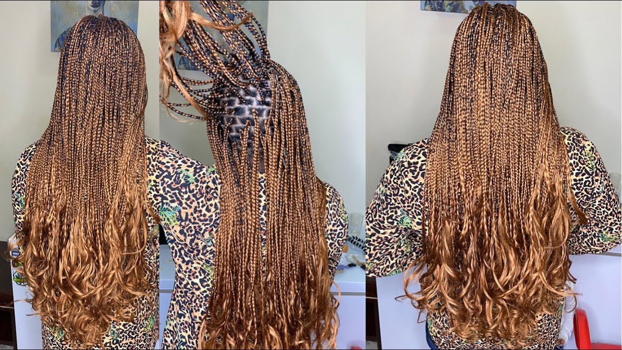 Unique new 2021 braided hairstyle box braids with curly ends