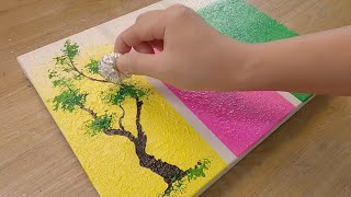 How to paint 3 Different Trees for Beginners / Simple Acrylic Painting Techniques