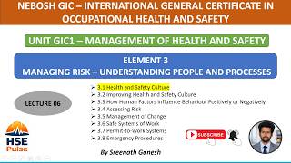 NEBOSH GIC1 | Lecture 6 | 3.1 Health and Safety Culture | Simply Explained
