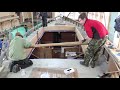 Laminating curved roof beams and bedding the cabsides. Episode 16