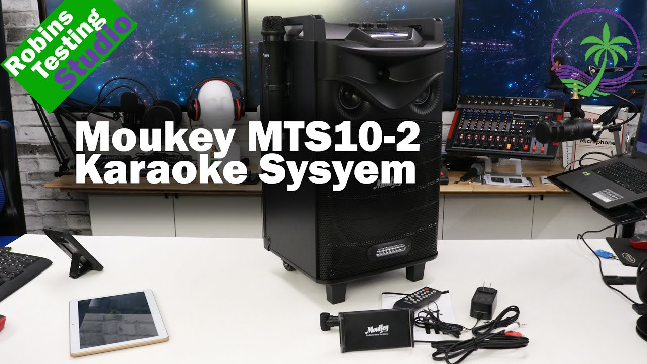 Moukey Double 10 Karaoke Machine Woofer PA System with 2 Wireless Mic
