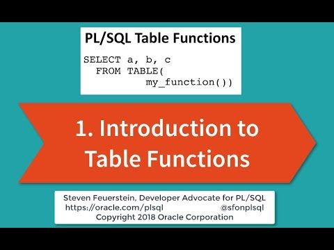 Get Started with Table Functions Module 1: Overview and Fundamentals