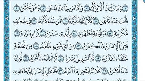 سوره عبس كامله ومكتوبه بصوت الشيخ ماهر المعيقلي (بدون إعلانات)