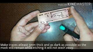 PCB Etching process of xenon flasher using permanent marker.