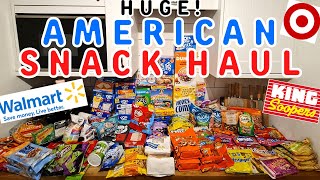 HUGE AMERICAN SNACK HAUL| USA grocery snack haul, shopping haul, Walmart, King soopers, target