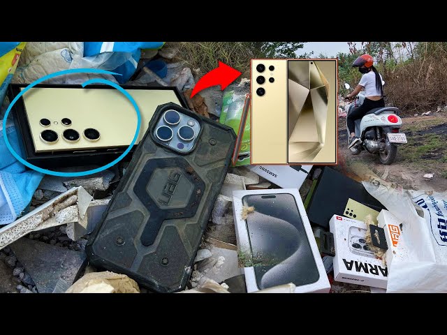 What??😲 Samsung Galaxy S24 Ultra u0026 iPhone 15 Pro Max in the Landfill class=