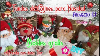 Fundas de cojines para Navidad, Vído 2 DIY, Moldes gratis y paso a paso ,  #manualidadesdenavidad