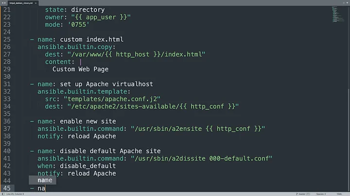 Deploy a web server apache httpd virtual host on Debian-like systems - Ansible modules apt, file