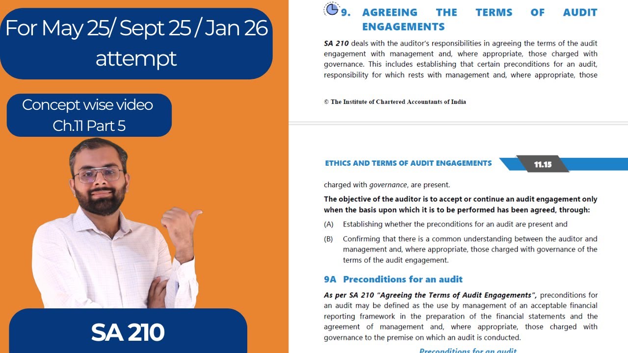 SA 210 - Agreeing the terms of Audit Engagements | CA Inter Audit | Ch. 11 Part 5 |M 25/ S 25/ J 26