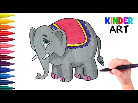 Как легко нарисовать слона поэтапно. Видео для детей | How to draw an elephant for kids