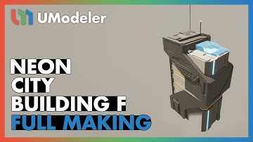 3D Modeling in Unity - Full Making Video of a Sci-Fi building_F in the Neon-City with UModeler