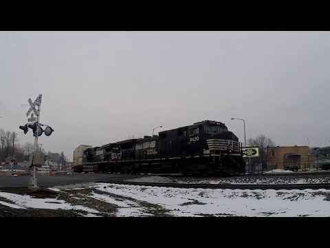 Fast Canadian Pacific Autorack Train after Norfolk Southern Container Train Passes @ Elkhart Indiana