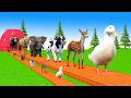 Paint & Animals Cow,Gorilla,Elephant,Giraffe,Tiger,Lion, Fountain Crossing Transformation Cartoon