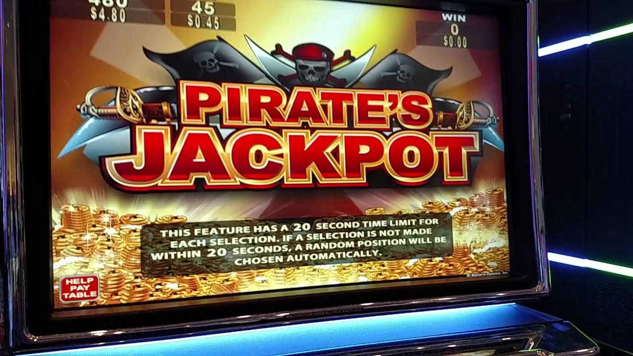 Konami Pirates Jackpot Progressive pick bonus 1 in 9 Chance!