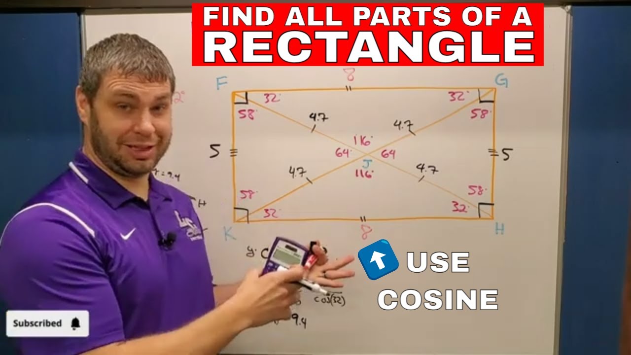 Find ALL Missing Sides and Angles of a RECTANGLE using Trigonometry ...