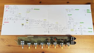 FAL stereo audio mixer channel strip circuit