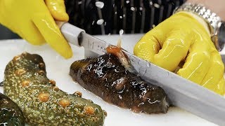 Корейская уличная еда - морской огурец Корея морепродукты