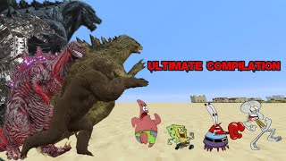 Squidward runs away from Godzilla Ultimate Compilation