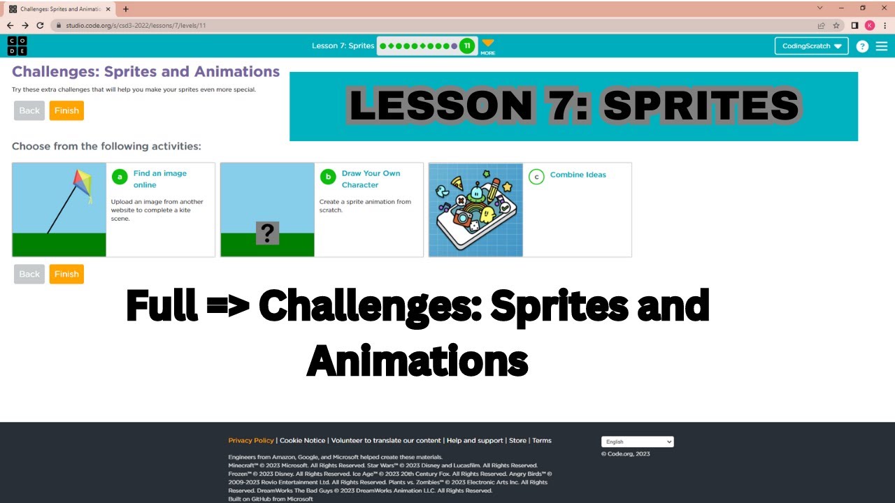 L7-10, Code.org, Express-2021, Lesson 7:Sprites in Action