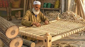 ​From Wood Log to Finished Bed | Handcrafted Wooden Cot Weaving Process