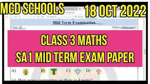 Class 3 Maths Sa1 paper || Mid term exam || SA-1 maths Exam paper with solution