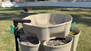 Strawberry tower watering setup