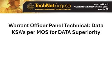 Warrant Officer Panel Technical: KSAs per MOS for Data Superiority