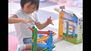 Children Wooden Sliding Car Game Motor Racing Track Toy Ramp Racers with 4 Cars screenshot 4
