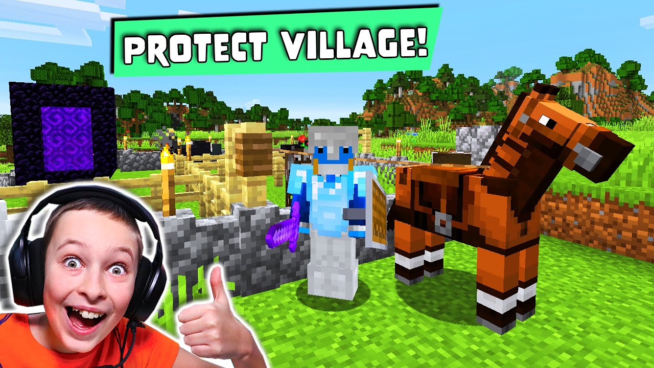 I Defended a Minecraft Village from a Pillager Raid! - YouTube
