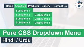 Pure CSS Dropdown Menu Tutorial in Hindi / Urdu
