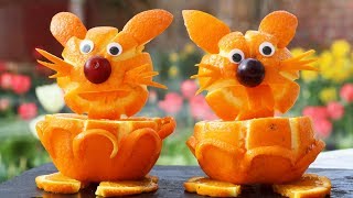 Super Fruits Decoration Ideas - Orange Art fruit plate design