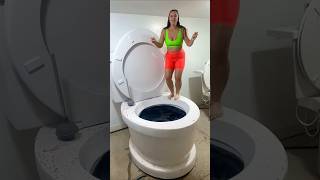 SUPER HIGH JUMP into Worlds Largest Toilet Black Pool in Slow Motion BIG SPLASH #shorts