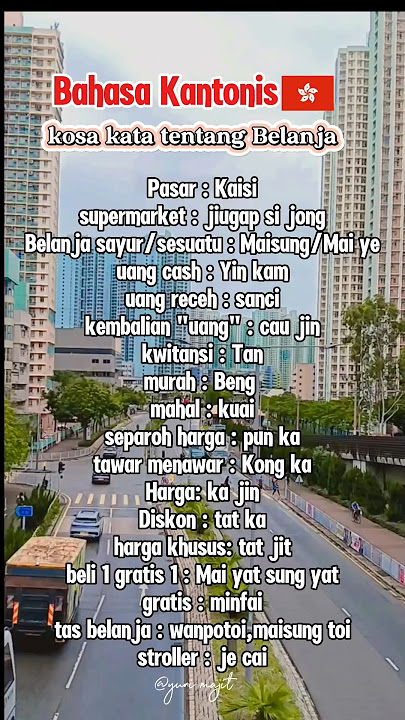 Kosakata kantonis tentang belanja #kantonis #bahasakantonis #bahasahongkong #kantonispemula