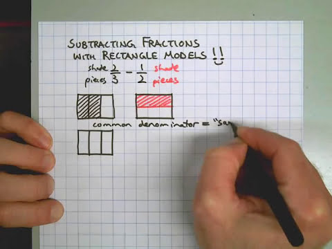 Subtracting Fractions Using Rectangle Models - YouTube