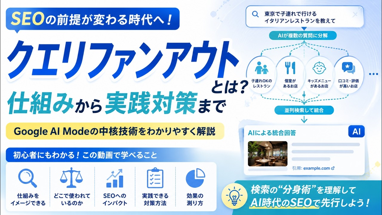 クエリファンアウトとは？1回の検索が裏で8〜12回に分解される仕組み【2026年SEO】