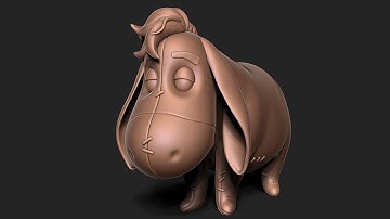 Sculpting full 3D Character for 3D printing in ZBrush Timelapse - Eeyore