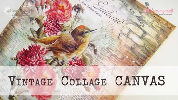 Vintage Mixed Media Canvas with 