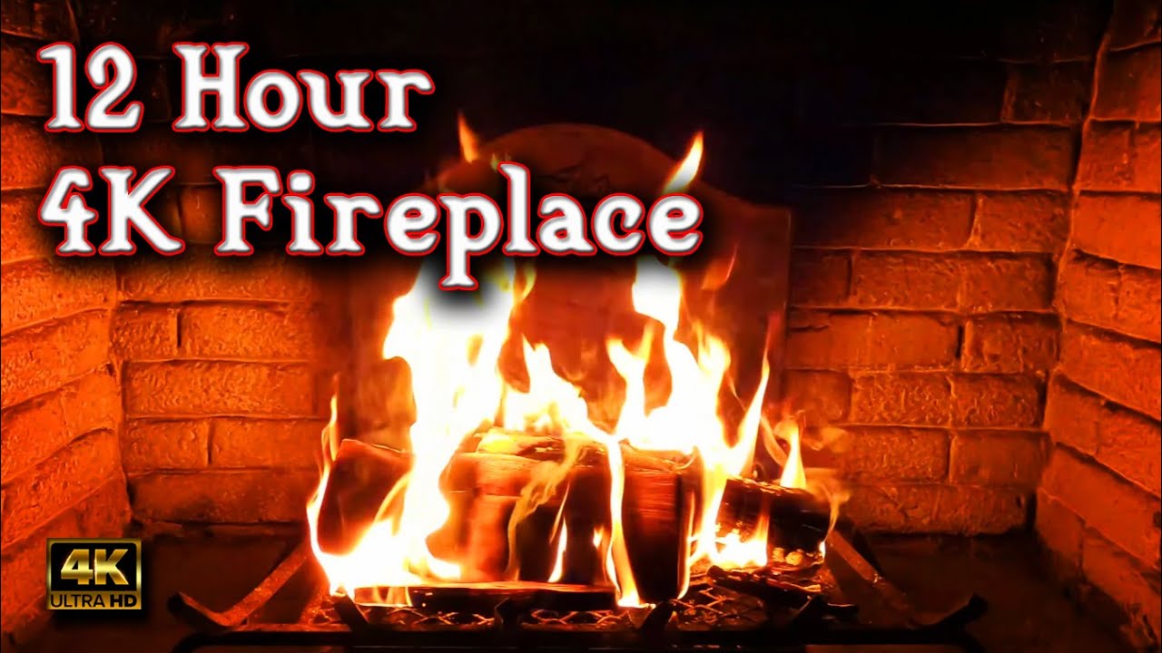 🔥 12 HOUR 4K FIREPLACE 🔥 longest 4k HD 60fps fireplace with crackling sound cozy fire relax ambience