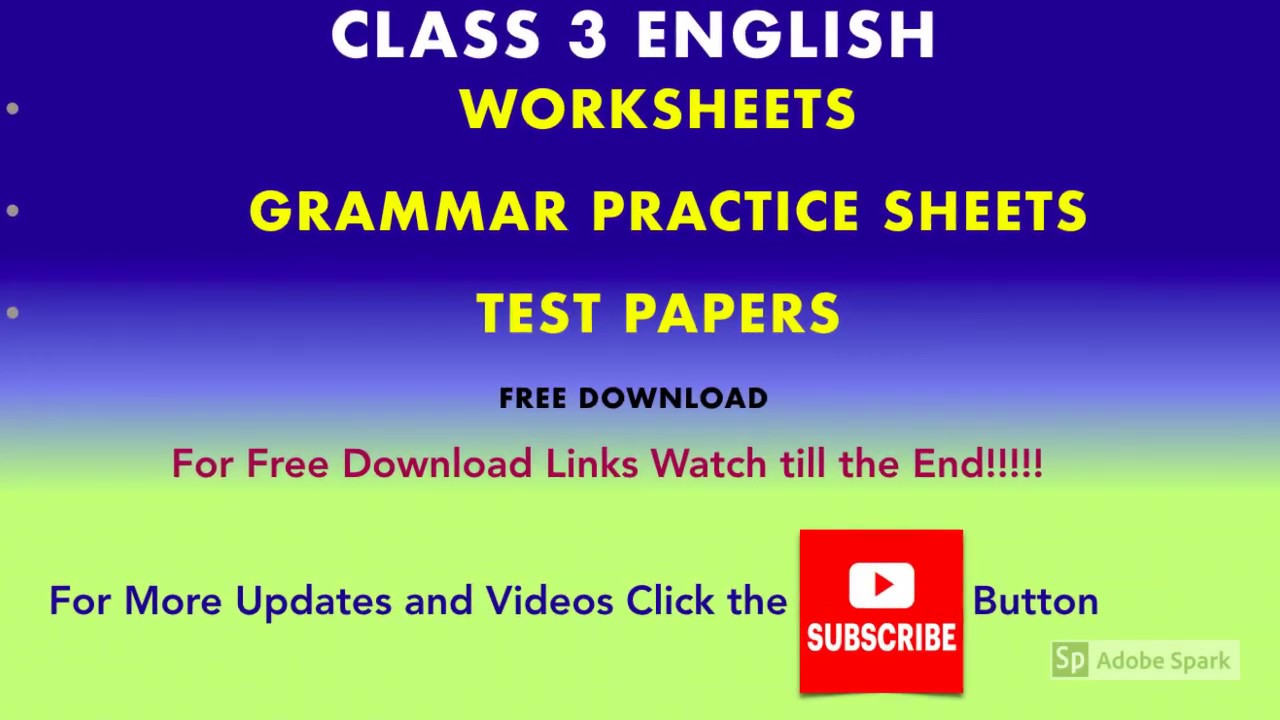 English Grammar Worksheet For Class 3 English Grammar Worksheets For Grade 3 1st Grade