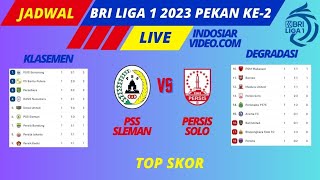 Jadwal Liga 1 Pekan 2 - Jadwal BRI liga 1 hari ini PSS Sleman vs Persis Solo - Top Skor - Klasemen