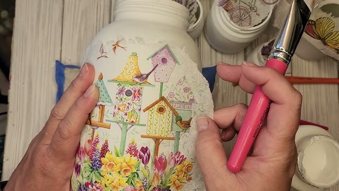 Decoupage Napkins onto Glass Jars – Sustain My Craft Habit