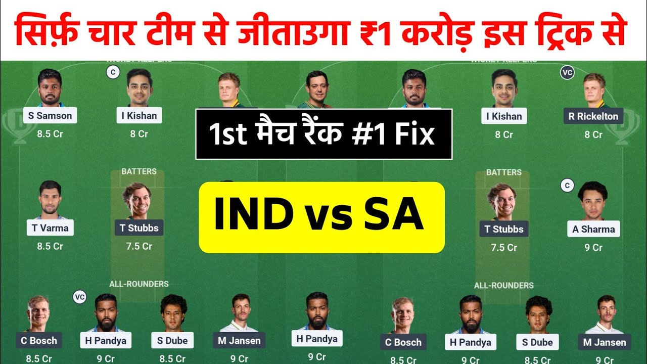 IND vs SA Dream11 Team Prediction| IND vs SA Today Dream11 Team| IND vs SA Dream11 Team