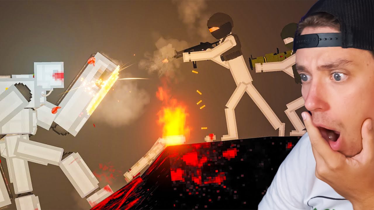 Reacting To Soldiers vs GIANT ROBOTS in People Playground