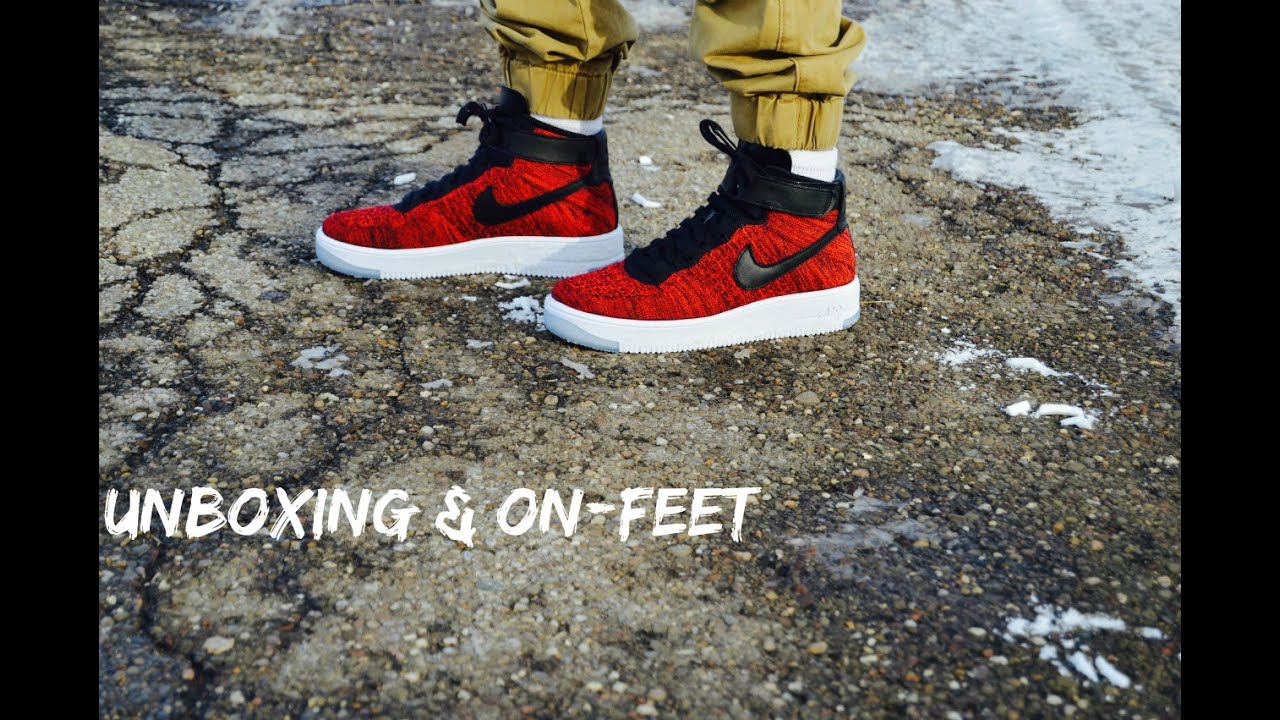 nike air force 1 ultra flyknit mid red black