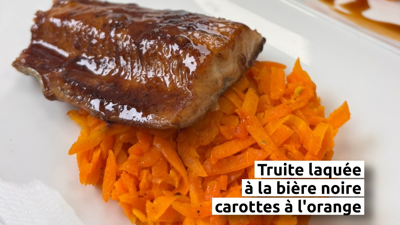 Pavés de truite laqués à la bière noire et carottes à l'orange